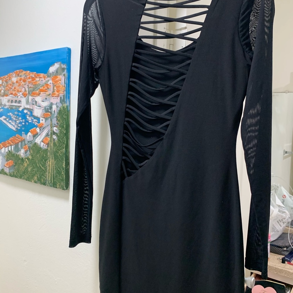 Black long sleeve mini dress
